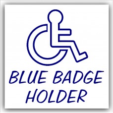 1 x Blue Badge Holder-EXTERNAL OUTLINE DESIGN-Disabled Car Sticker -Disability Wheelchair- Mobility Self Adhesive Sign